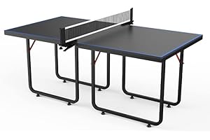 MOOTHLION Mid Size Indoor Table Tennis Table with Quick Clamp Ping Pong Net and Post, Foldable Indoor Pingpong Table Black and Blue