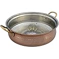 PROUDLY INDIA Pure Copper Handi with Brass Handle - Ideal Big Copper Kadhai, Patili, Biryani Pot