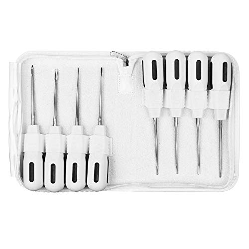 Christzo 8Pcs/Set Stainless Steel Dental Luxating Lift Elevator Curved Root Elevator Dentistry Dentist Instrument Teeth Whitening Tool