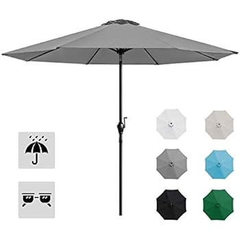 Tan 8 Ribs Wooden Sticker Aluminum Pole Blissun 9 Patio Umbrella Outdoor Market Table Umbrella With
