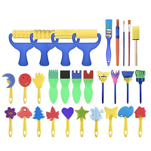 Ktyssp Kids Art & Craft 31pcs Sponge Painting Brushes Kids Painting for Toddlers