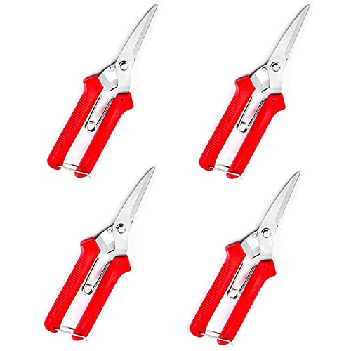 PHAETON 4PCS Pruning Shears, Florist Scissors, Multi-Tasking Garden Snips for Arranging Flowers, Trimming Plants and Harvesting Herbs, Fruits or Vegetables (Garden Scissors with Pointed Ends 4pcs)