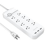Surge Protector, dodocool Power Strip USB Charging Station with 8 Outlets and 3 USB Ports 1800 Joules 4.92ft Cord ETL Listed LED Indicator On/Off Switch