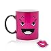 InGwest Home. Morning Coffee Mug. 11 ounce. Changing Color Mug with Funny Smile. Ceramic Heat Sensitive Heat Sensitive MugCup. Novelty Heat Sensitive Funny Pink Mug (Pink Smile)