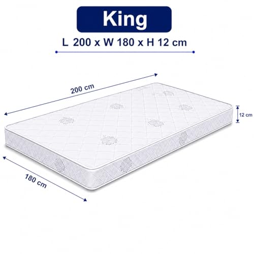 Emirates Living Orthopedic Medical Mattress for Back Support | Enhanced Spinal Alignment | High Density Comfort Foam | Pressure Relief | King - L200 x W180 x H12 cm