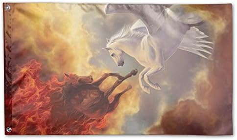 Red And White Flying Horse Deluxe Flag, 3 X 5', Multicolor.
