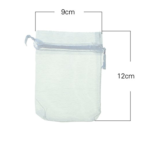 100pcs White Eyelash Organza Drawstring Pouches Jewelry Party Wedding Favor Gift Bags 4"X5"