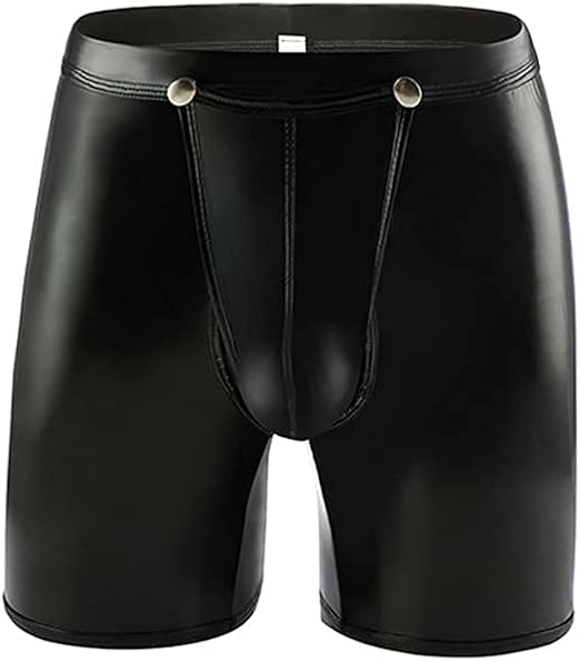 PU Leder Motorrad Shorts Herren - Glänzende Latex Optik Bikerhose Für Clubwear & Training