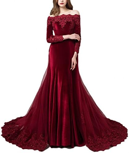 LEJY Velvet Evening Gown Off The Wedding Dress With Detachable Train