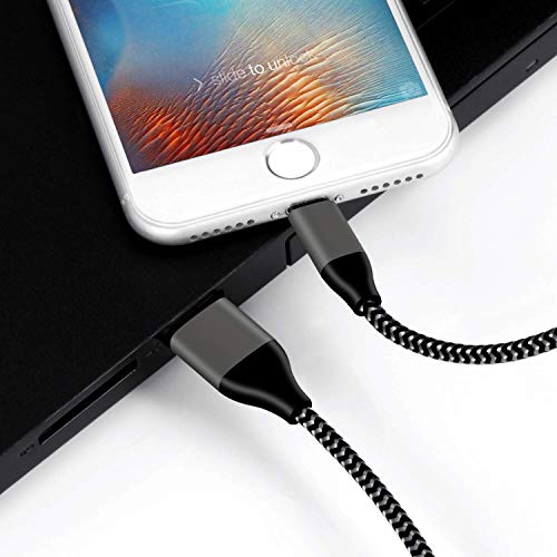 Phone Charger Cable, Lightning Cable Nylon Braided Charging Cord 4Pack 3FT 3FT 6FT 10FT Compatible Phone X 8 7 7 Plus 6 Plus 5 iPad and iPod Nano - Black