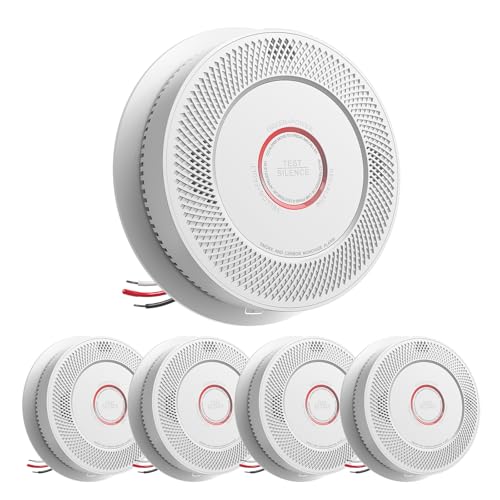SITERWELL Hardwired Interconnected Smoke and Carbon Monoxide Detector, 10 Year Product Life Alarm Smoke Carbon Monoxide Detector with 2 AA Batteries Back Up, Smoke and CO Detector (5 Packs) SITERWELL Hardwired Interconnected Smoke and Carbon Monoxide Detector, 10 Year Product Life Alarm Smoke Carbon Monoxide Detector with 2 AA Batteries Back Up, Smoke and CO Detector (5 Packs)