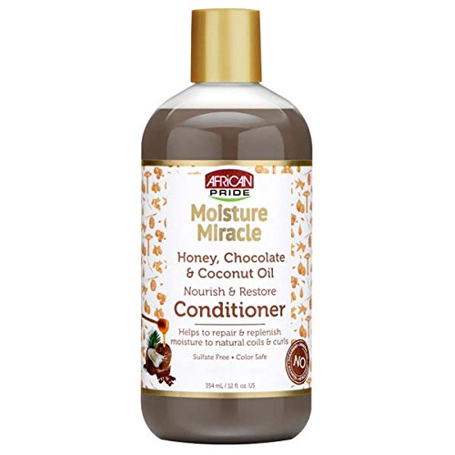 NEW AFRICAN PRIDE MOISTURE MIRACLE HONEY, CHOCOLATE & COCONUT OIL NOURISH & RESTORE CONDITIONER 12 OZ