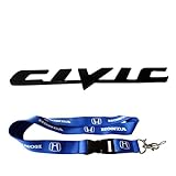 New 1pcs Honda Keychain Lanyard Badge Holder + Black Honda Civic Accessories Chromed Emblem Badge Decal Sticker