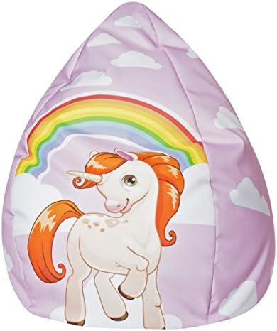 Gouchee Home Unicorn Collection Contemporary Polyester Upholstered Plush Bean Bag Chair, Unicorn Design