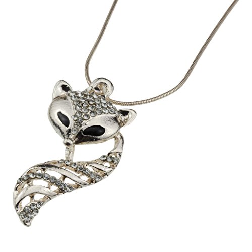 Layered Gold Crystal Fox and Ring Iced Out Sugar Glider Mood Double Two Chain Necklace - Best Jewelry Accessories Gift for Women Girl Teen