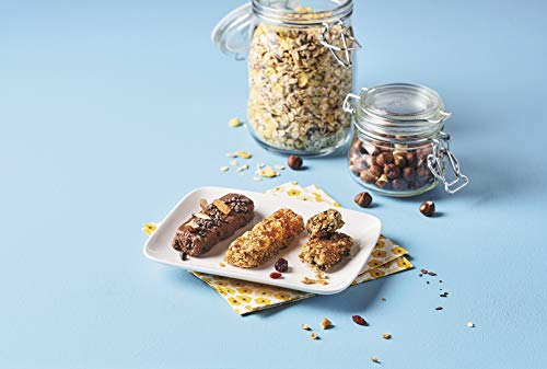 Mastrad Granola Bar Kit - at Home Granola Bar Maker - 10 Bar Tray with Storage Case and Spatula - Make Healthy Cooked or Raw Cereal and Granola Bars - Perfect for Kids and Family