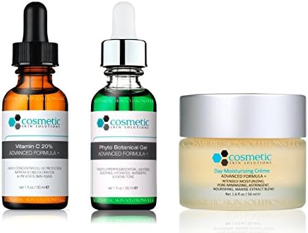 Prevent | Lighten &amp; Hydrate | Moisturizer | 3 Combo Pack - Professional Use Topical Antioxidants, Includes Vitamin C 20% (1 oz), Phyto Botanical Gel (1 oz), Moisturizer (50g), AM Regimen