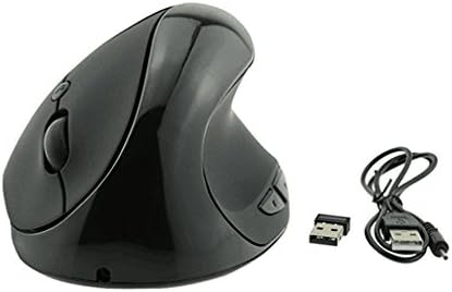 2400DPI Vertical Mouse 2.4G Wireless Fashion Gaming Mouse Ergonomic Optical Mice 6 Buttons Thumb Groove Rechargeable Include Flip Page Key Give You Superior Game/Office Experience (Black)