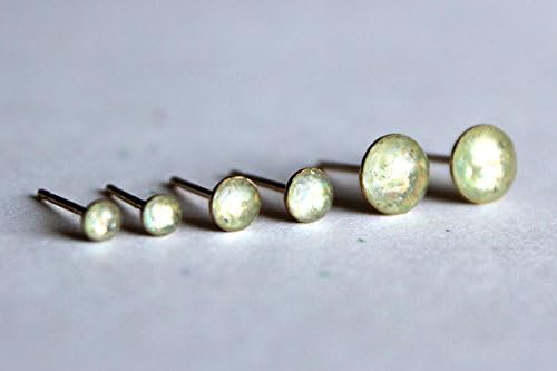 Pistachio Opalescent Tiny Stud Earrings Triple Set, 21g: 1.5mm, 2mm, 3mm, 4mm, 5mm, 6mm; 316L Surgical Steel, 304 Stainless Steel (Gold Option); Ball, Dome, Bezel, 3-Prong Talon Claw Setting