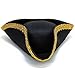 Toy Cubby Colonial Tricorn Hat - 17th Century Revolutionary War Pirate Hat Costume Accessory - Party Favor Dress up Hat - Single Pack - Black with Gold Trim