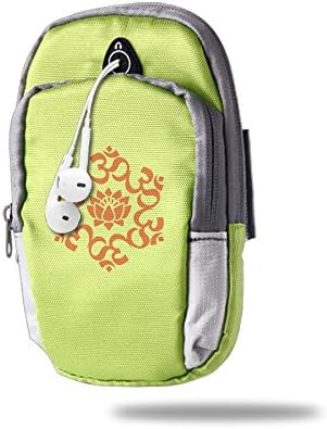 Asenra Arm Bag Men's/Women's Yoag Om Lotus Aum Buddhism KellyGreen Outdoor Sports Portable Arm Bag Arm Pouch Wrist Wear Arm Sleeve Arm Pocket Armband