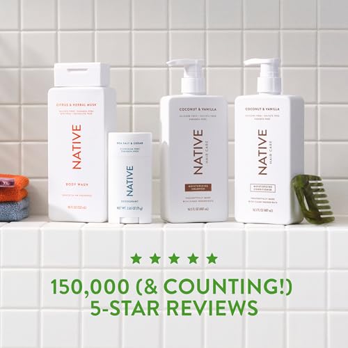 NATIVE SHAMPOO AND CONDITIONER CONTAIN NATURALLY DERIVED INGREDIENTS | ALL HAIR TYPE COLOR & TREATED FROM FINE TO DRY DAMAGED, SULFATE & DYE FREE – CUCUMBER & MINT, 16.5 FL OZ EACH (2 PACK)