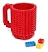 ThinkGeek Build-On Brick Mug Red 12 Oz Hot Beverage Mug with Random Pieces