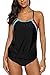 CharmLeaks Women's Blouson Tankini Swimsuit Double Up Tummy Control Swimwear Set
