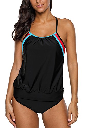 CharmLeaks Womens Tankini Two Piece Swimwear with Shorts Racerback Swimsuit
