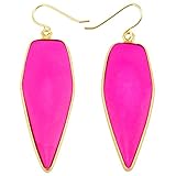 rockcloud Crystal Stone Dangle Earrings Gold Plated,Sword Shape,Pink Howlite Turquoise