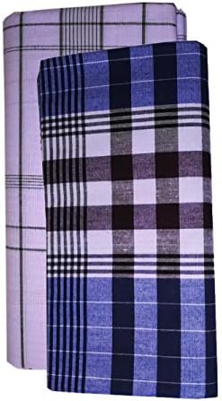 Kajaali No:1 Cool Cotton Lungis for Men, Set of 2 (Multi Colour)/Assorted Colours or Checks