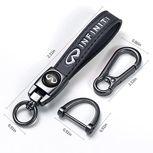 Genuine Leather Car Logo Keychain Compatible with Infiniti