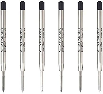 Parker Ball Point Pen Refills, Medium Point, Black Ink, Pack of 6