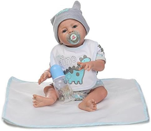 Reborn Dolls NKol Lifelike Newborn Realistic Baby Doll (Silicone Full Body, Waterproof), 20inch 50cm Weighted Baby Girl or Boy Anatomically Correct Toys (Gray Boy Doll)