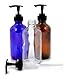 Vivaplex, 6, Large, 8 oz, Empty, Assorted Colors, Glass Bottles with Black Lotion Pumps …
