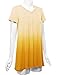 WT1085 Womens Dip Dye V Neck Short Sleeve Pleats Tunic Top XXXL YELLOW