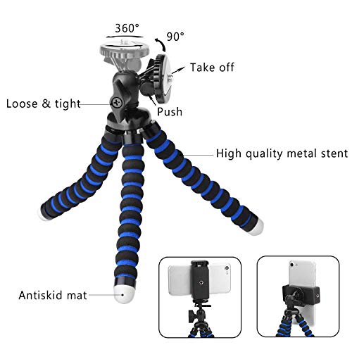Phone Tripod, PEYOU [5 in 1] Flexible Octopus Tripod Stand + 2PCS Tripod Adapter for Gopro + Phone Mount Holder + Bluetooth Wireless Remote Shutter Compatible for iPhone Samsung Gopro Sports Camera - Thumbnail 3