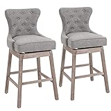 HOMCOM Upholstered Fabric Bar Height Bar Stools Set