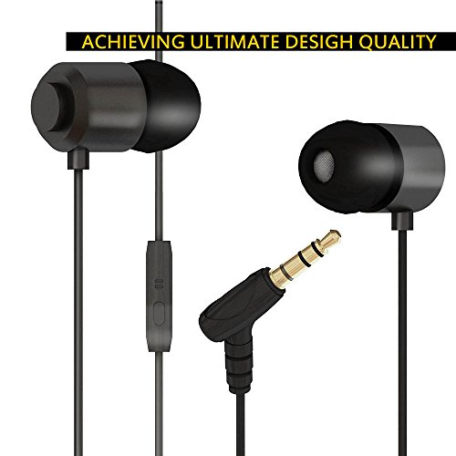 CADBB In-Ear Earbuds Noise Isolation Headsets Heavy Bass Earphones with Microphone and Volume Control for iPhone Android (black)