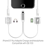 milemont 92005 wch831 Lightning Adapter for iPhone 7/7 Plus, Charge and Headphone Splitter Adapter for Lightning