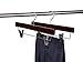 Amber Home Retro Wooden Pants Hangers with 2-Adjustable Clips, Walnut Wood Skirt & Trouser Hangers for Jeans, Slacks, Shorts (Vintage, 10 Pack)