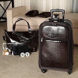 joy mangano croco luggage