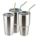 Accmor Reusable Rainbow Drinking Straws, 18/8 Stainless Steel 10.5inch Extra Long Straws Set for 20 & 30oz YETI RTIC OZARK TERVIS Tumbler Moscow Mule Cups + 2 Cleaning Brushes(3 Straight and 3 Bend)