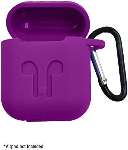 MOBiZAFS Silicone Shock Proof Protection Sleeve Carrying Bag Case Cover with Key Chain Compatible with Wireless Headset (Purple)