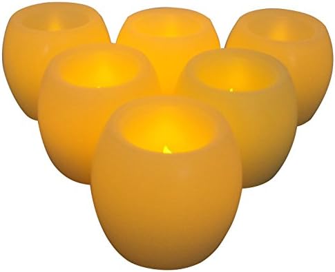 Barrel Led candles ,Real wax ivory ,dia2.4 by 2 inch tall,6 of sets, Auto Circle 24hour Timer-6HOUR ON