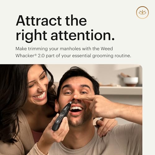 MANSCAPED® The Weed Whacker® 2.0 Electric Nose & Ear Hair Trimmer – 7,000 RPM Precision Tool with Rechargeable Battery, Wet/Dry, Easy to Clean, Improved Stainless Steel Replaceable Blade