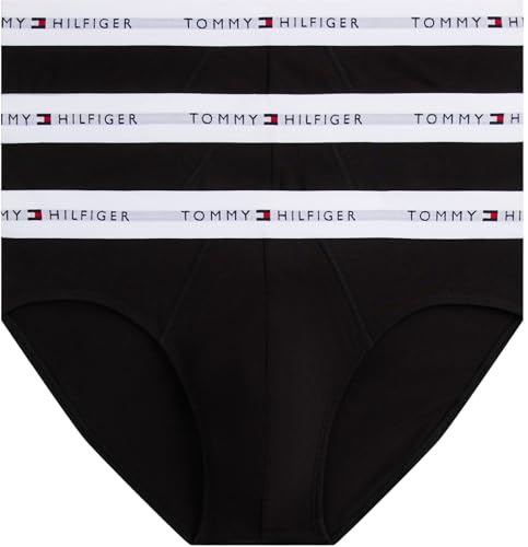 Herren 3er Pack Unterhosen Hip Briefs mit Logobund, Schwarz (Black/Black/Black White Wb), L