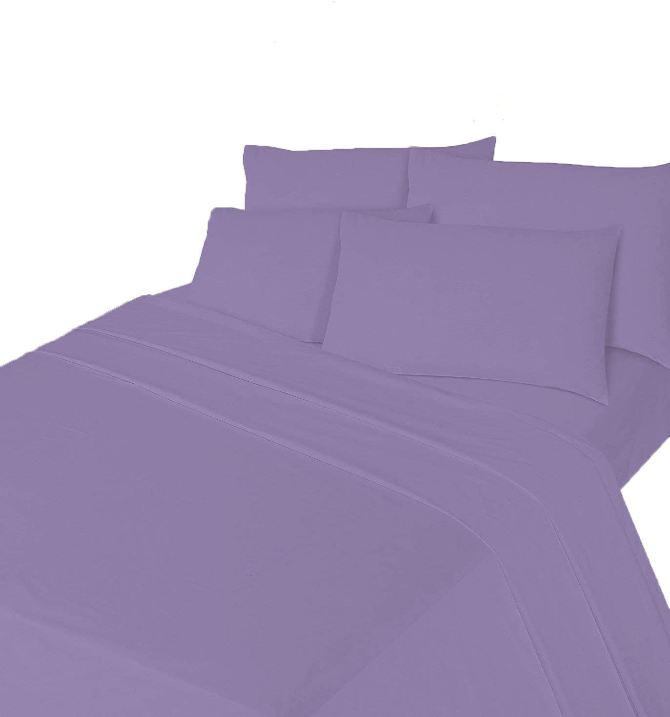 Luxurious Flannelette Bed Sheet Set 100% Brushed Cotton Includes Fitted Sheet, Flat Sheet and 1 x Matching Pillowcase Bed Sheet Set Lilac Single
