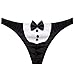 FEESHOW Men's Stretchy Pouch Bikini Thongs Tuxedo Bow Tie Underwear Costumes Black White Medium(Waistline 24.5-35.5