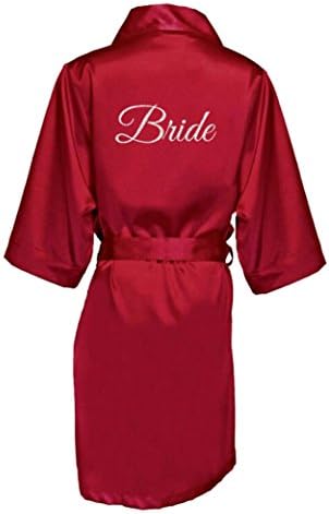 Women's Personalized Glitter Print Satin Robe Name or Phrase - Bride & Bridesmaid Kimono Robe